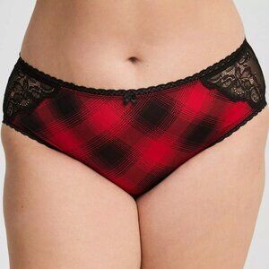 torrid Holiday Plaid Microfiber Mid Rise Hipster Lace XO Back Panty
